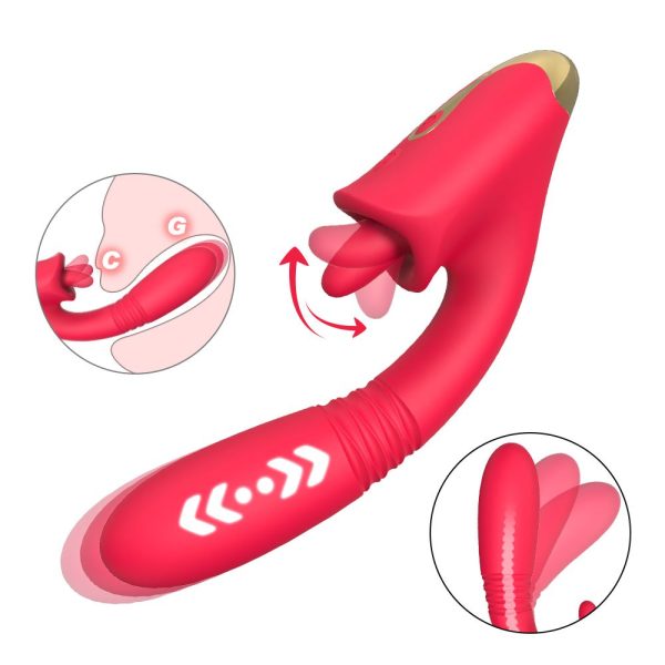 Telescopic vibrating rod for insertion + tongue licking vibrator, with strong visual impact and ergonomic design, adjustable to adapt to different sizes of people - Image 2